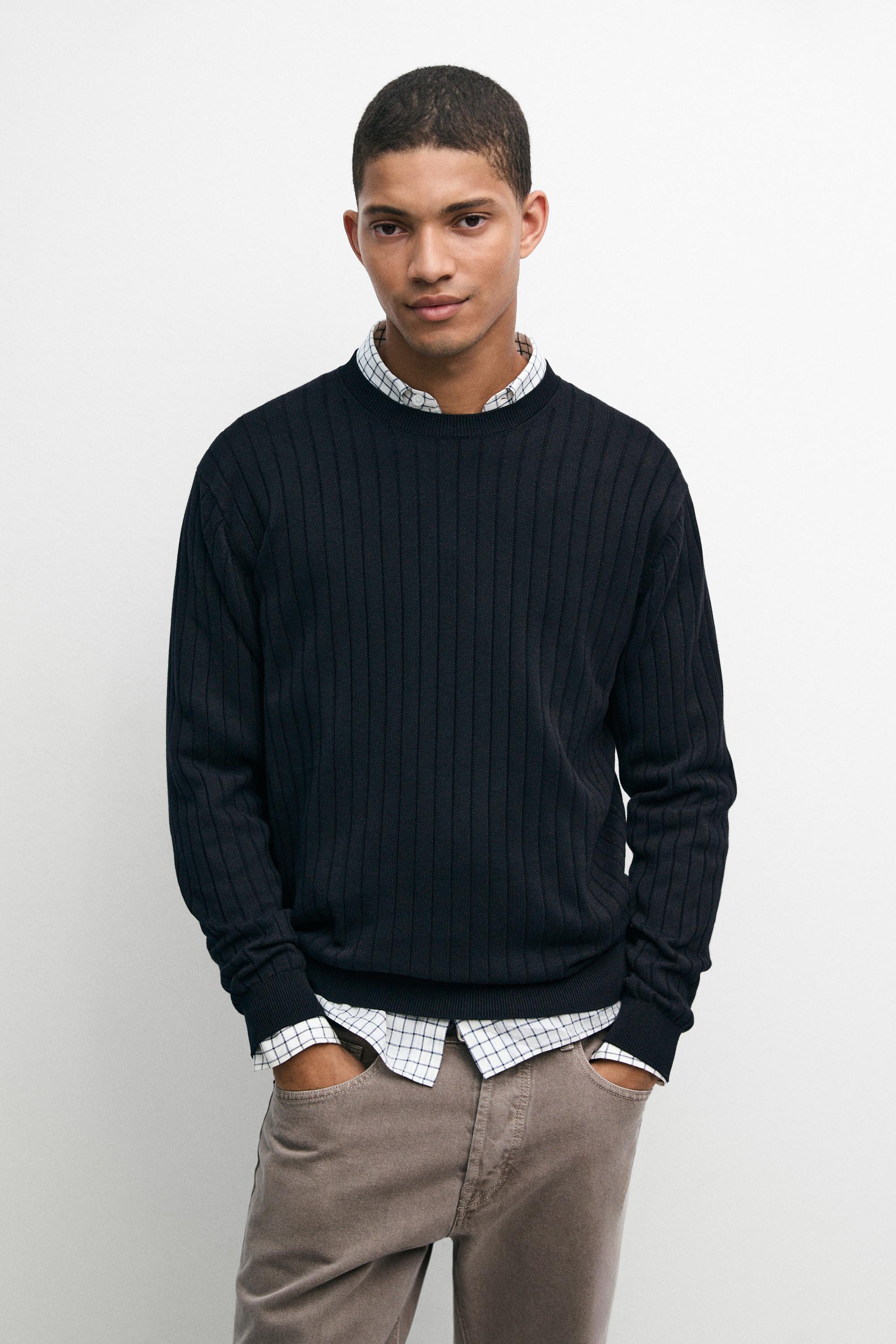 Pull en maille côtelée 100 % coton